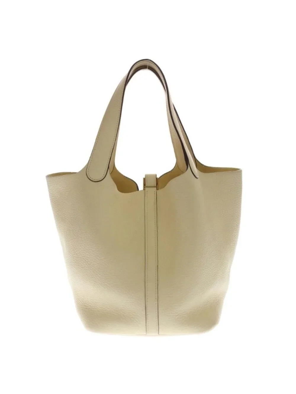 Hermes Picotin Lock MM Taurillon Clemence Gold Handbag Nata Ivory